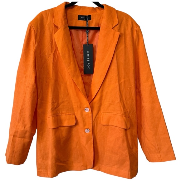 White Fox Not So Basic Bright Orange Blazer Sz M / L NWT - Picture 2 of 8